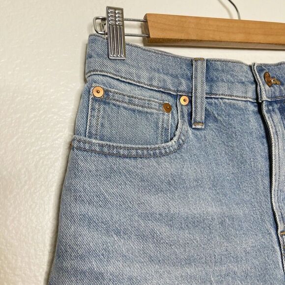 Madewell Perfect Jean Short Size 26 Balsam Wash Cut Off Denim Frayed Stretch - Picture 3 of 13